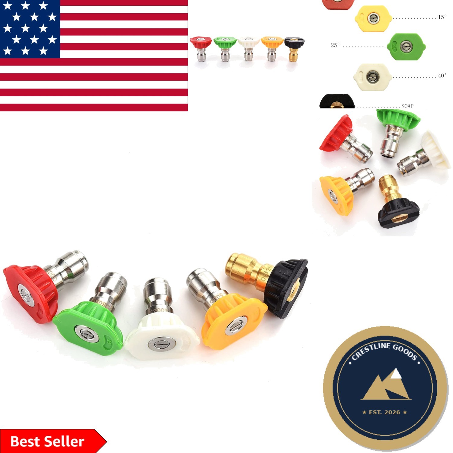 High-Performance 5-Pack Nozzle Tips, 1/4 Inch, 4000 PSI for Efficient Cleaning