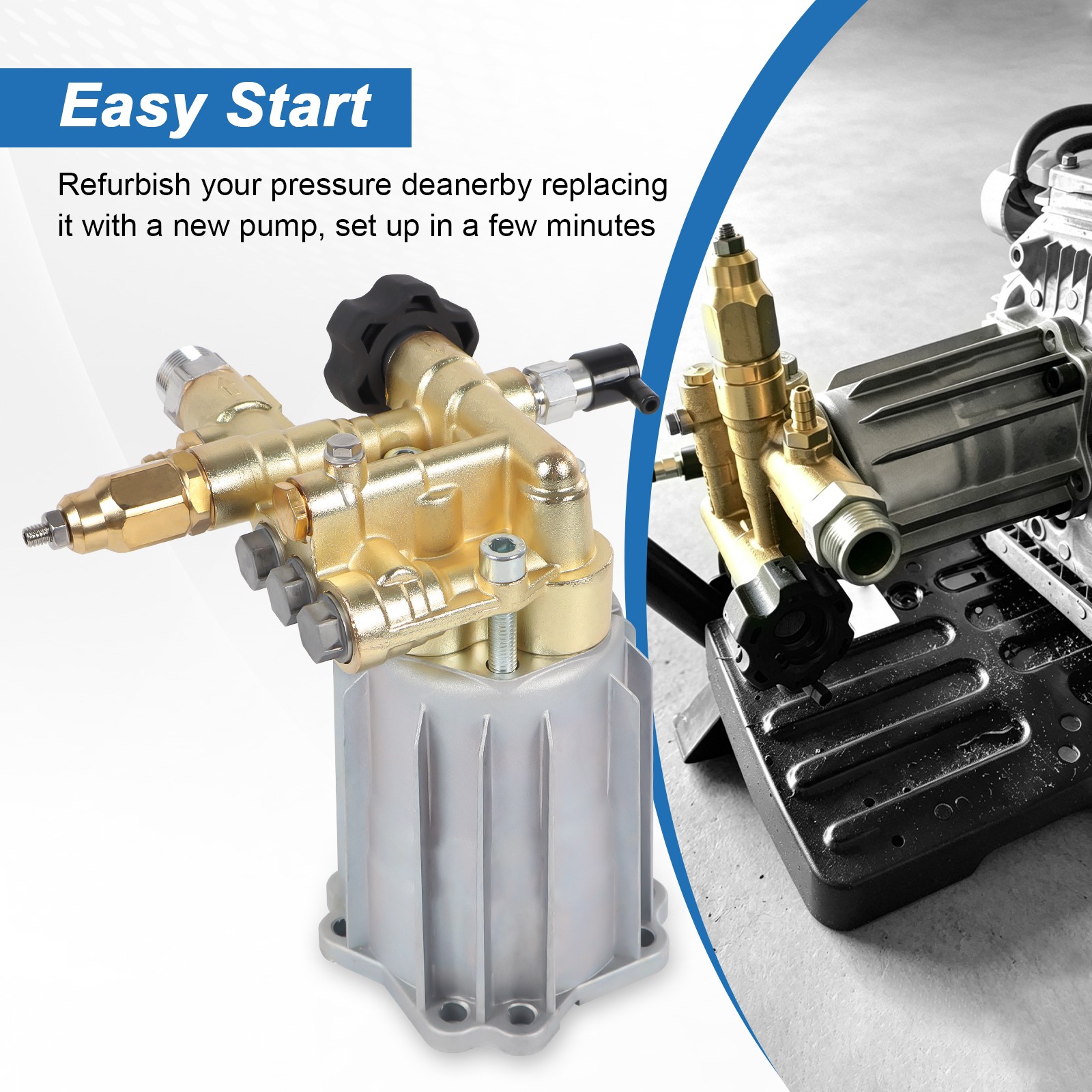 RMV2.5G30 PRESSURE WASHER PUMP For AXIAL 2.5GPM 3000 PSI 3400 RPM 3/4″ SHAFT