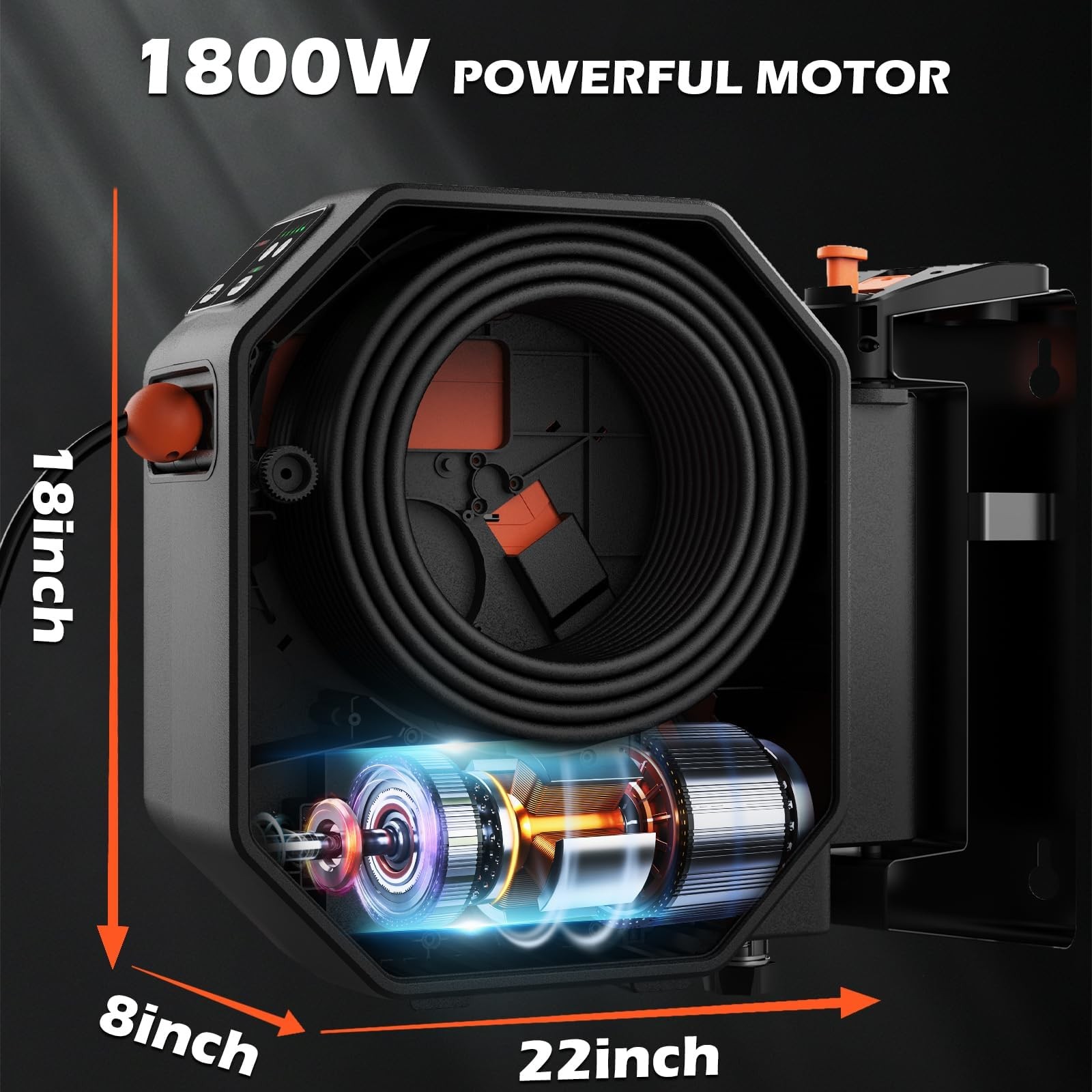 DGIVOVO GFCI Wall Mounted 5000PSIMAX PowerWasher with 100FT Retractable Hose,…