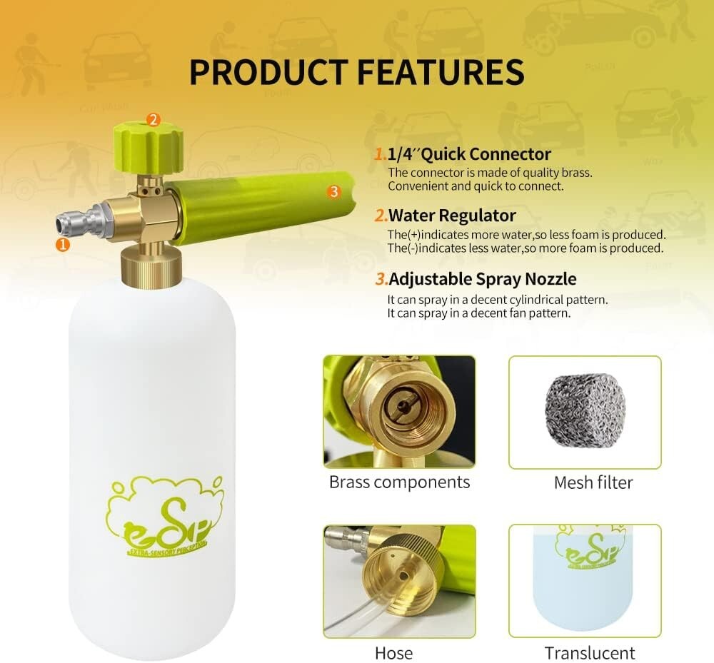 Power Pressure Washer Attachment Sprayer Dispenser Car Wash Soap Foam Blaster ys