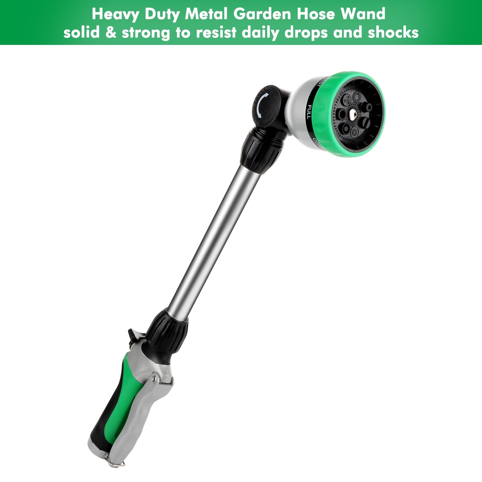 RESTMO Metal Watering Wand, Heavy Duty Garden 16 inch – 180° Swivel, Green