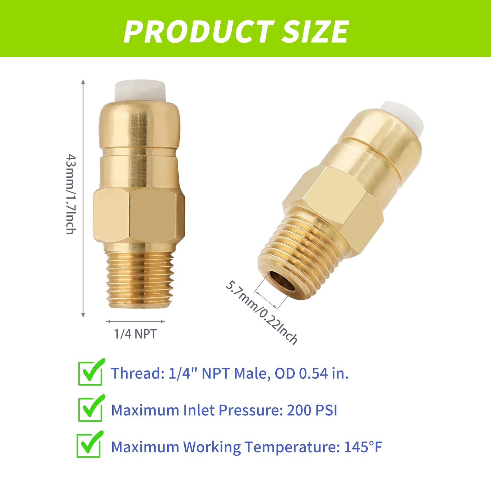 Brass Thermal Release Valve for Pressure Washer Pump, 1/4″ NPT Thermal Relief…