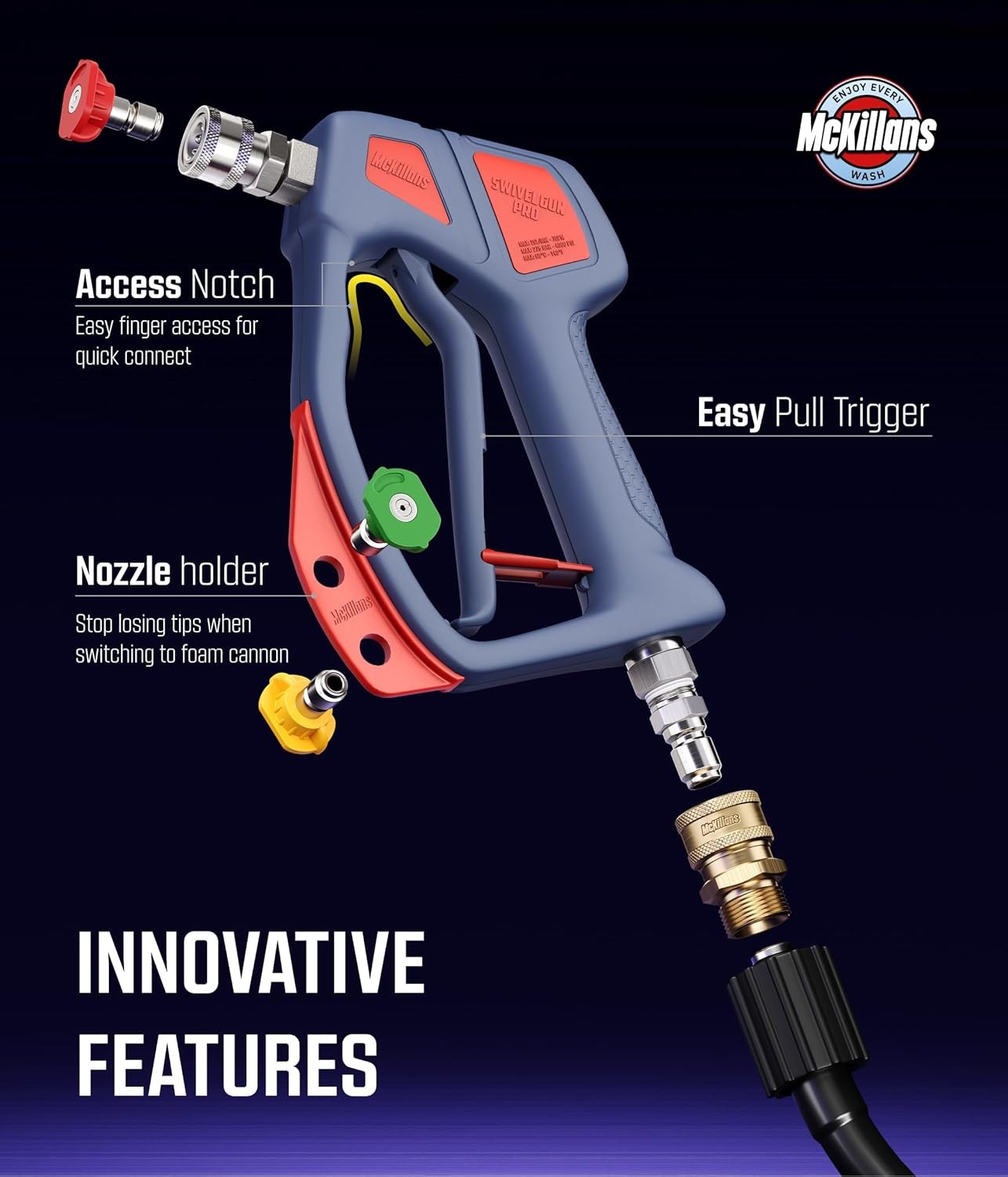 Mckillans® Swivel Gun Pro – Swivel High Pressure Water Handle with 3/8″ Male Plu