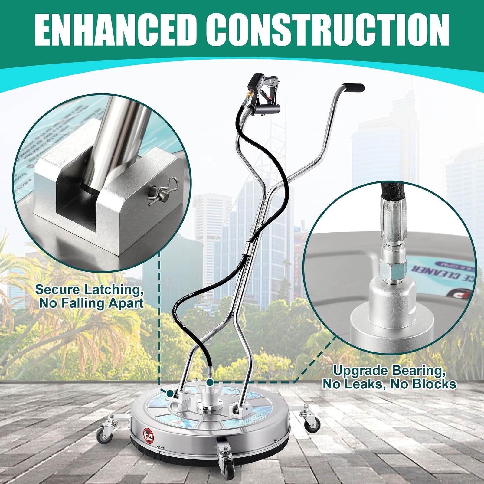 Tool Daily 24″ Pressure Washer Surface Cleaner Attachment with Dual Handles, …