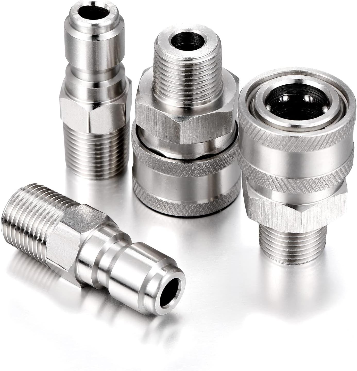 NPT 3/8 Inch Stainless Steel Male and Female Quick Connector Kit Pressure Was…