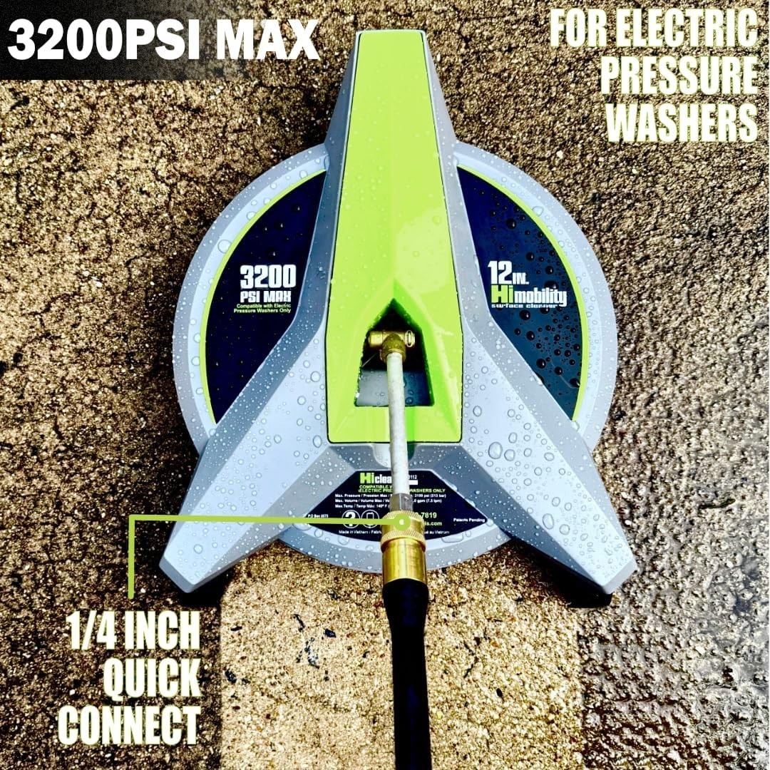 Effortless Cleaning: 12″ Electric Pressure Washer Surface Cleaner – 3200 PSI
