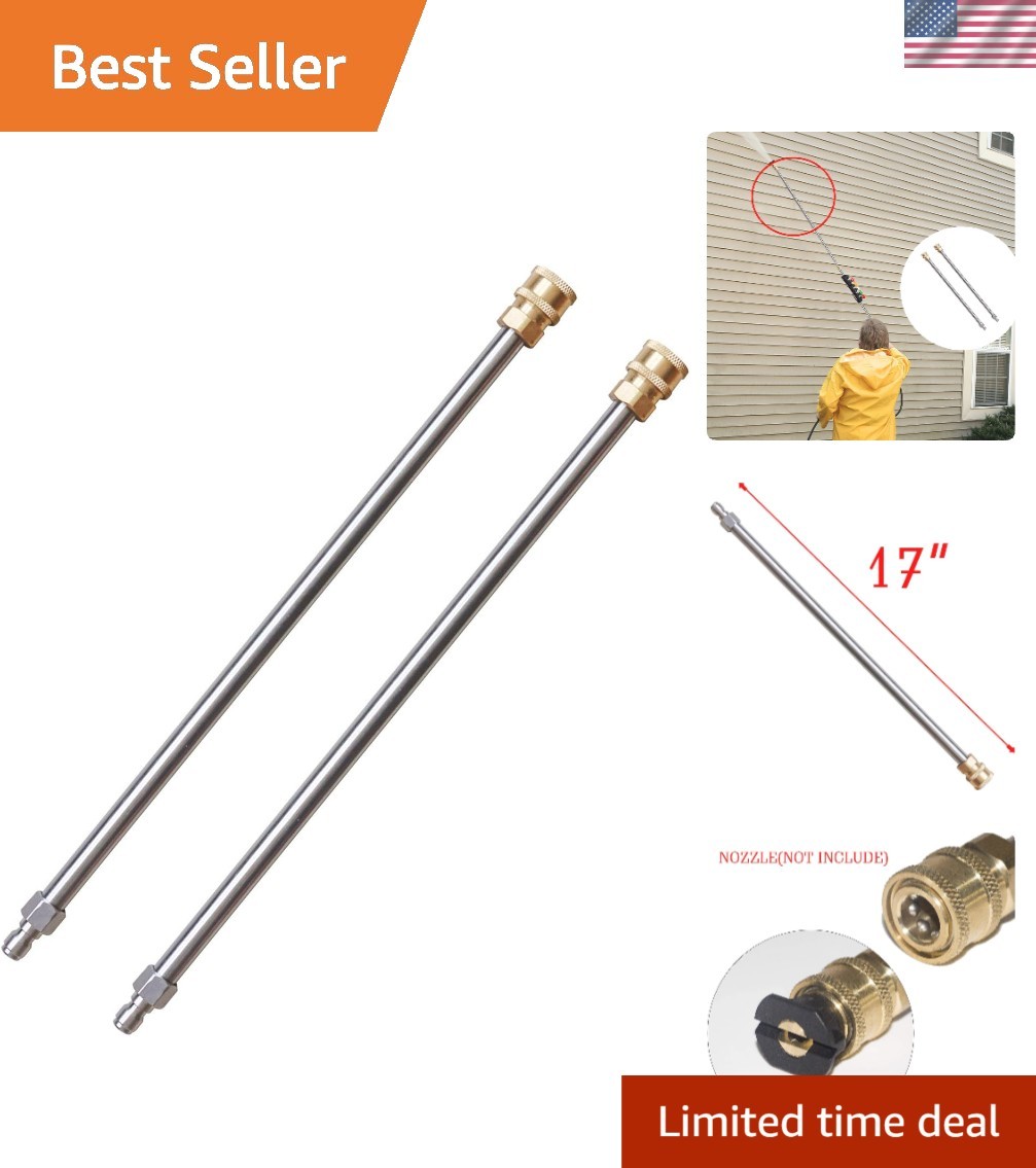 17 Inch Stainless Steel Extension Wands for Pressure Washers – 2 Pack