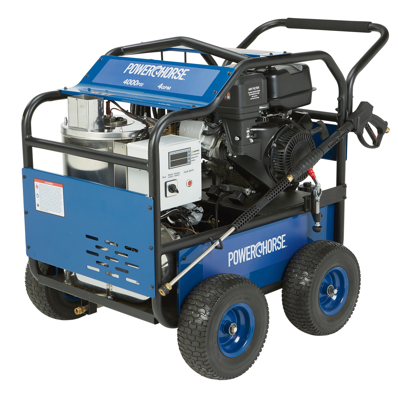 Powerhorse Gas Hot Water Pressure Washer with Diesel Heater, 4000 PSI, 4 GPM,