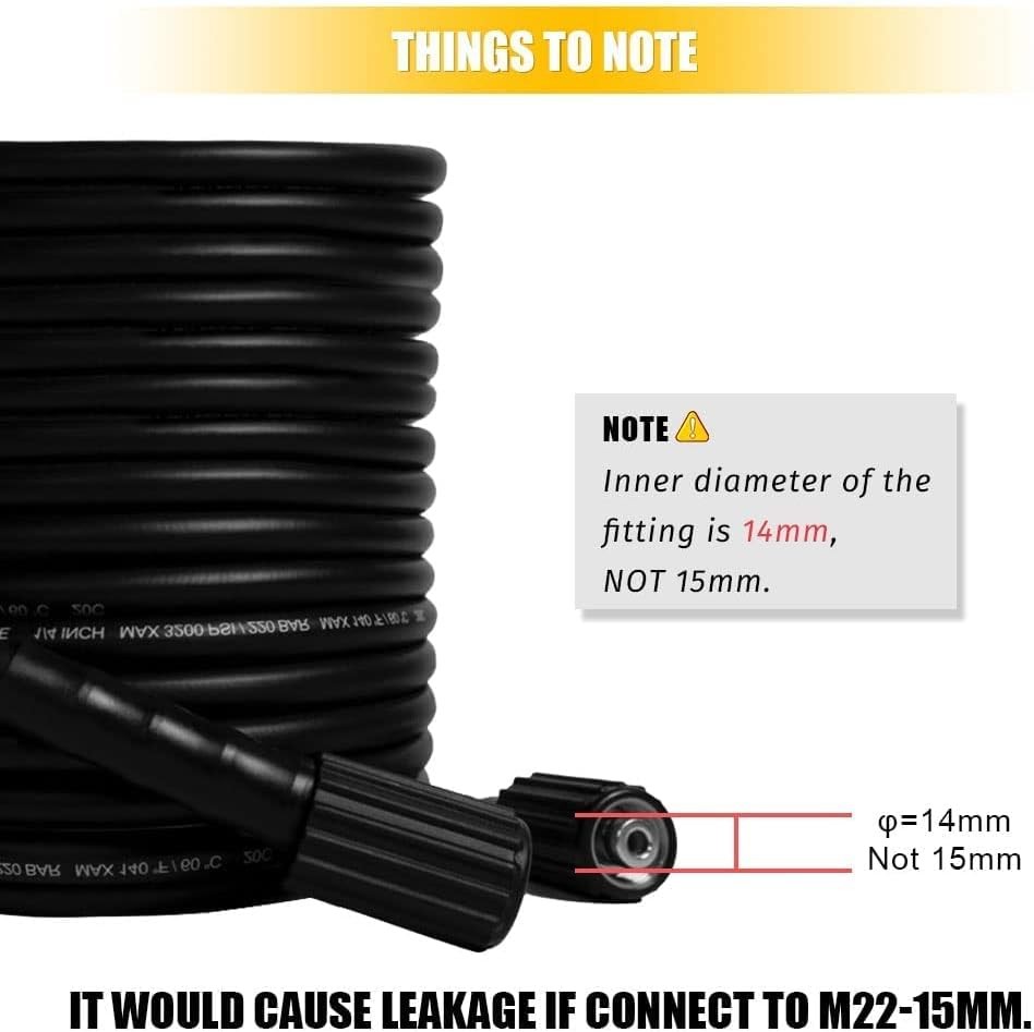 30/50/66ft Pressure Washer Hose 3200 PSI Power Washer Replacement Hose M22-14mm