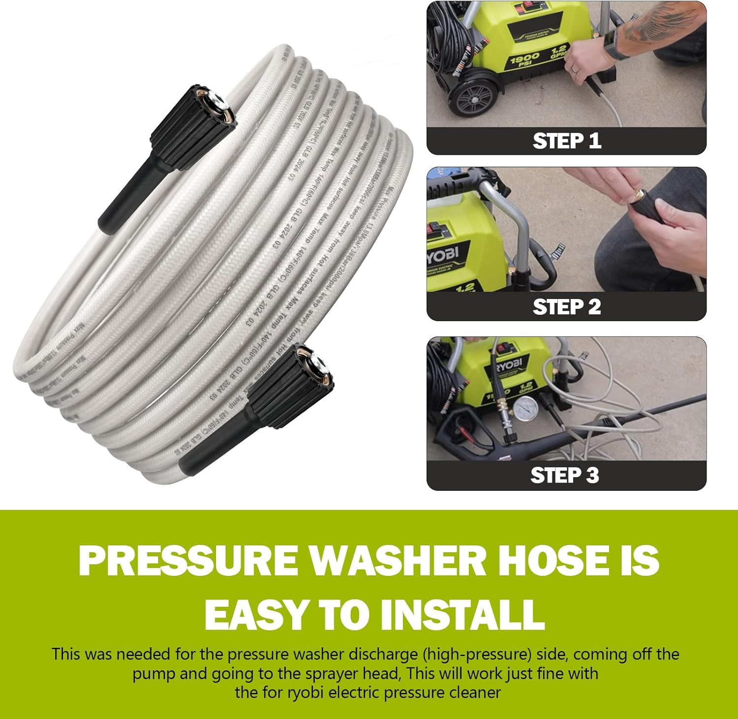 308835074 Pressure Washer Hose Replacement for Ryobi Power Washer Hose, Fit for