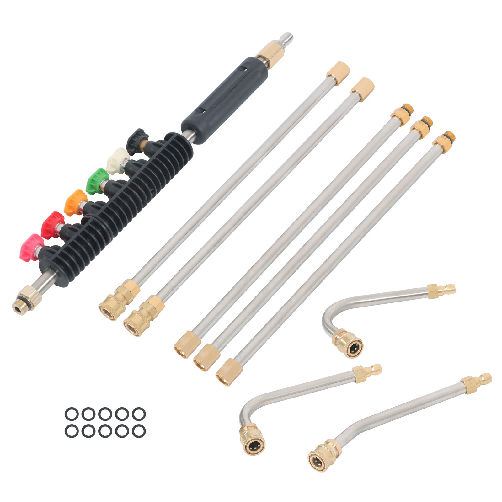 9-Piece Set Of High Pressure Water Gun 1/4’’Quick Connect 4000 PSI Extension Rod