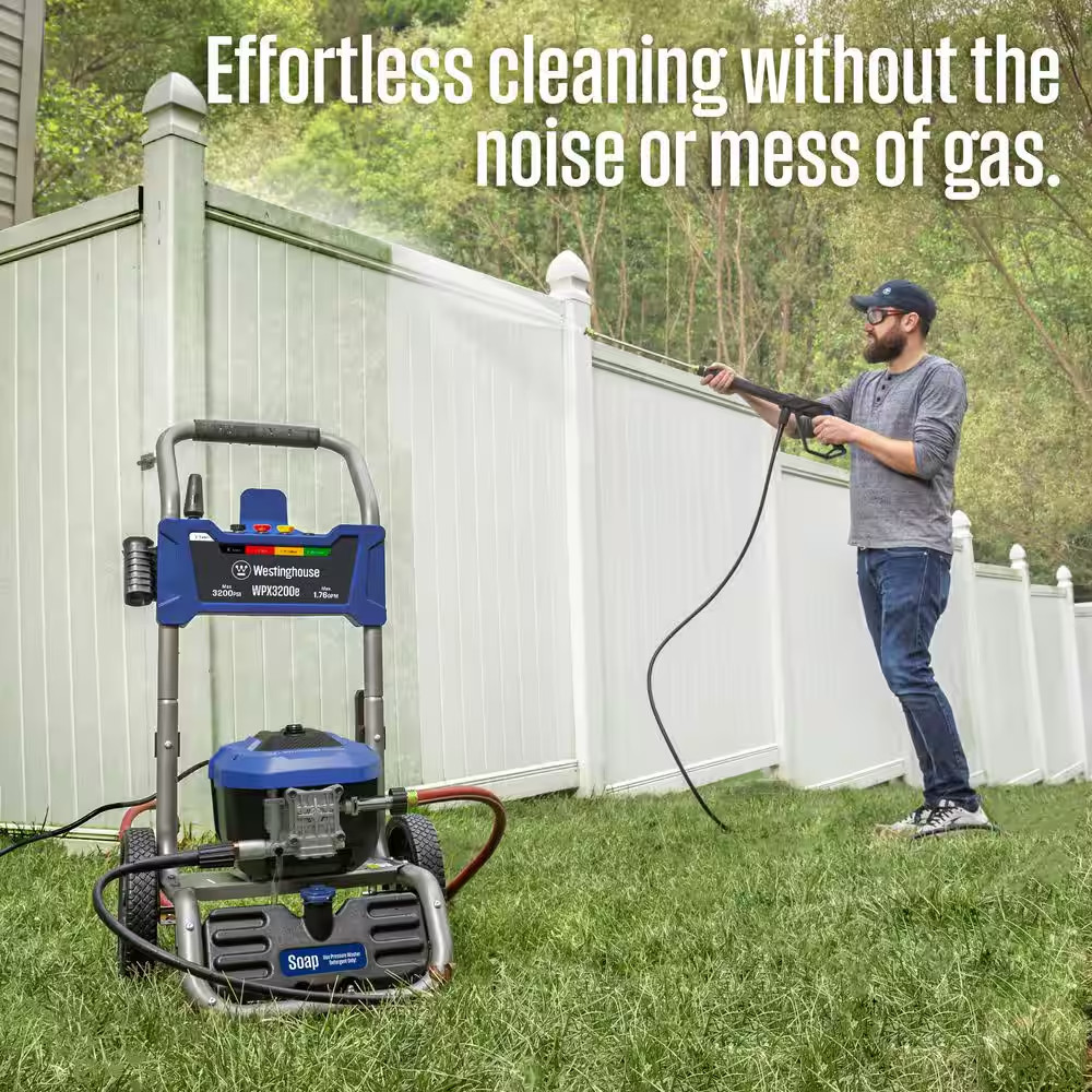 3200 Max PSI 1.76 Max GPM 13 Amp Cold Water Electric Powered Pressure Washer wit