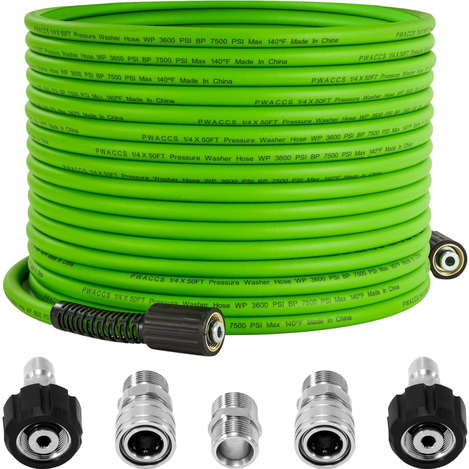 Pressure Washer Hose 50 FT x 1/4″, Power Washer Hose Kink Resistant, Universa…