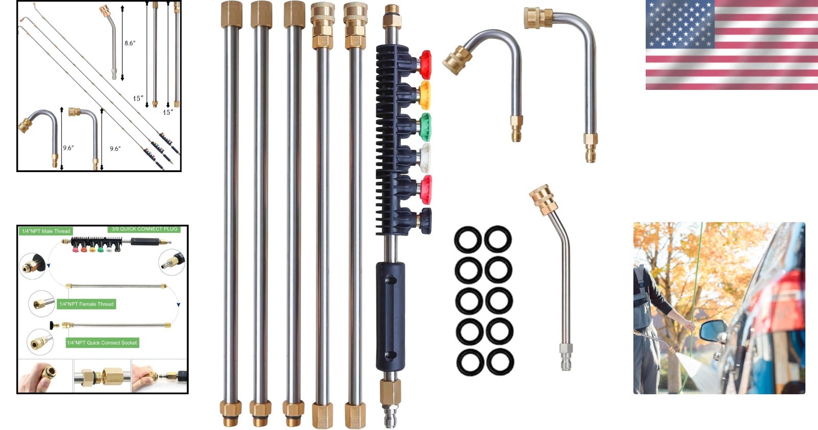 9-Pack Heavy-Duty Pressure Washer Extension Wand Set