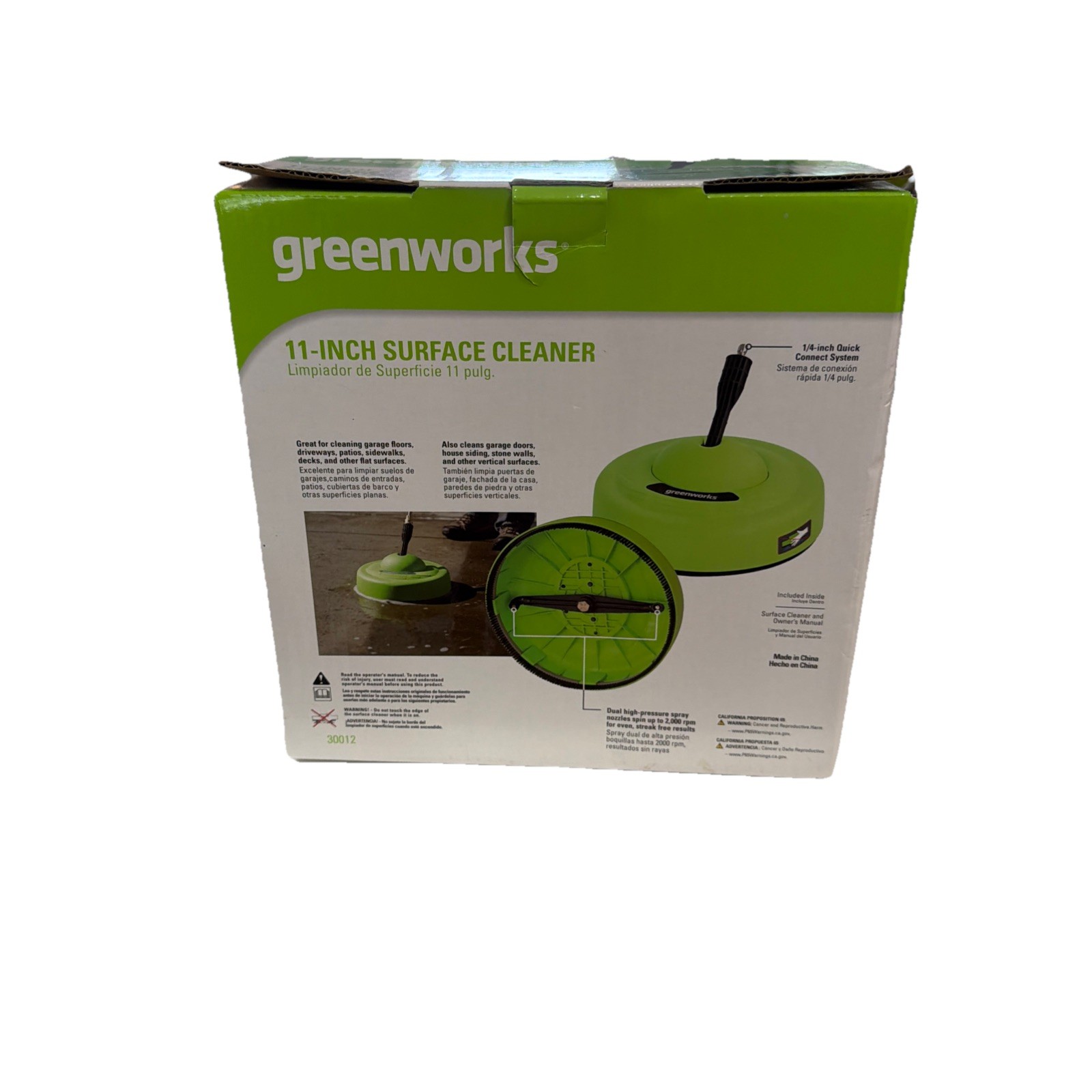Greenworks 12 inch Rotating Surface Cleaner (max 2300 Psi) 1/4″ Quick New In Box