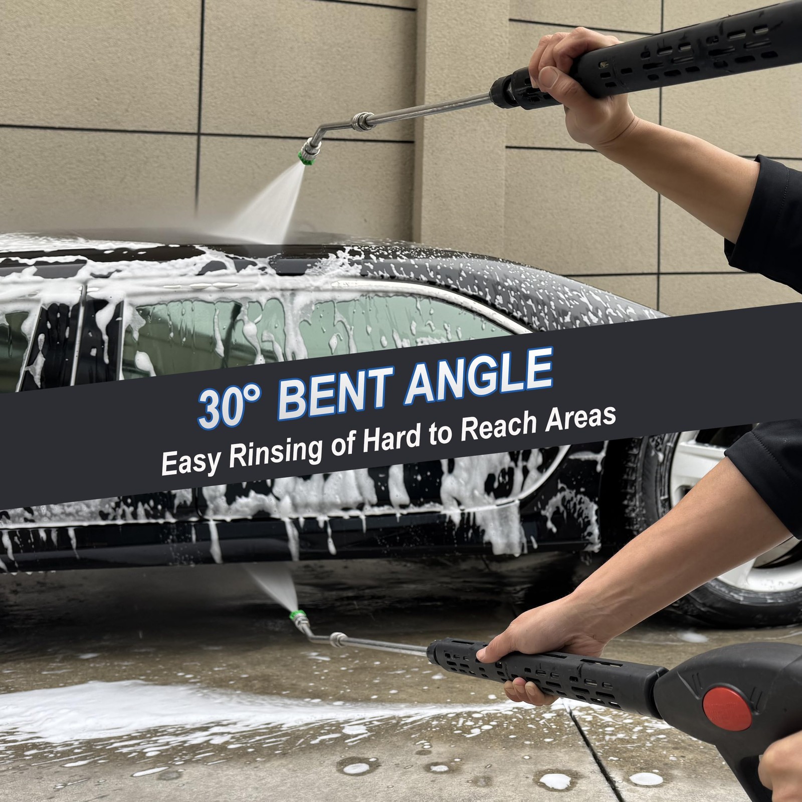 High Pressure Washer Gun, Extension Wands and 30 Degree Curved Rod for Hard-t…
