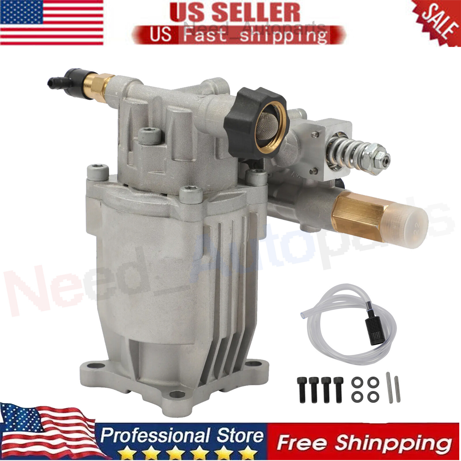 90028 Horizontal Axial Cam Pressure Washer Pump Kit, 3300 PSI, 2.4 GPM, 3/4″ Sha