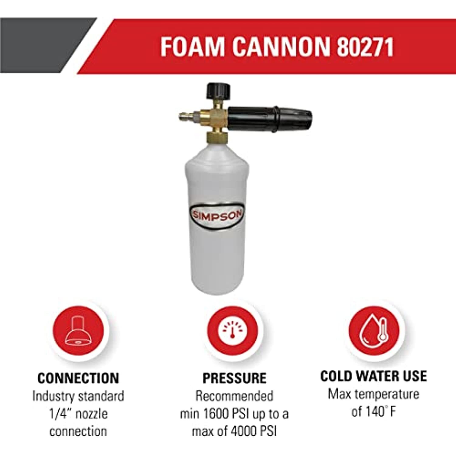 Simpson Cleaning 80271 Pressure Washer Foam Cannon with 1/4 Inch Quick