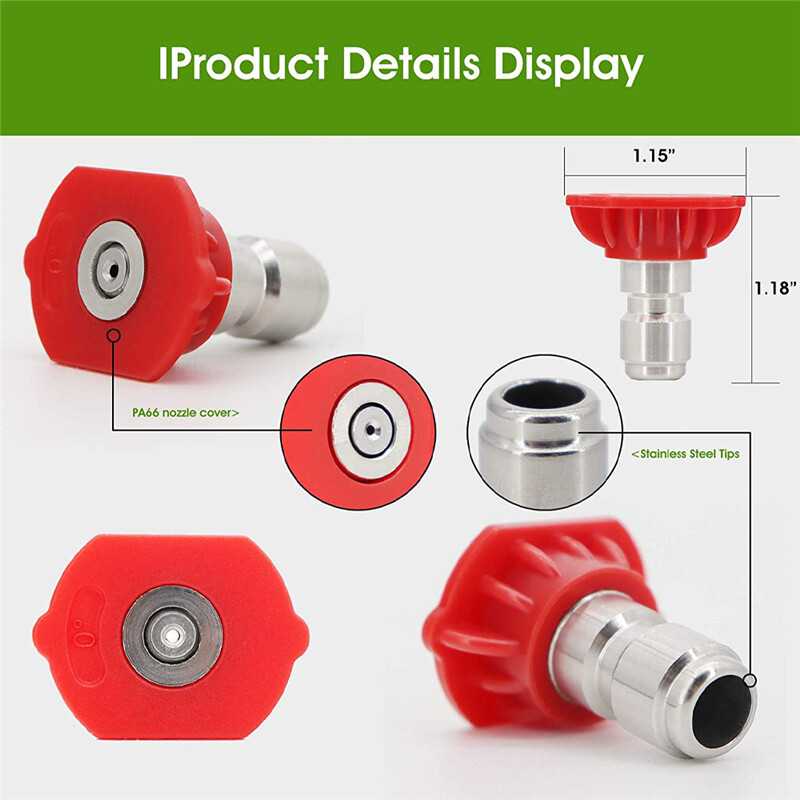 CarCarez Pressure Washer Nozzle Tips Multiple Degrees, 1/4 INCH (2.5 GPM)