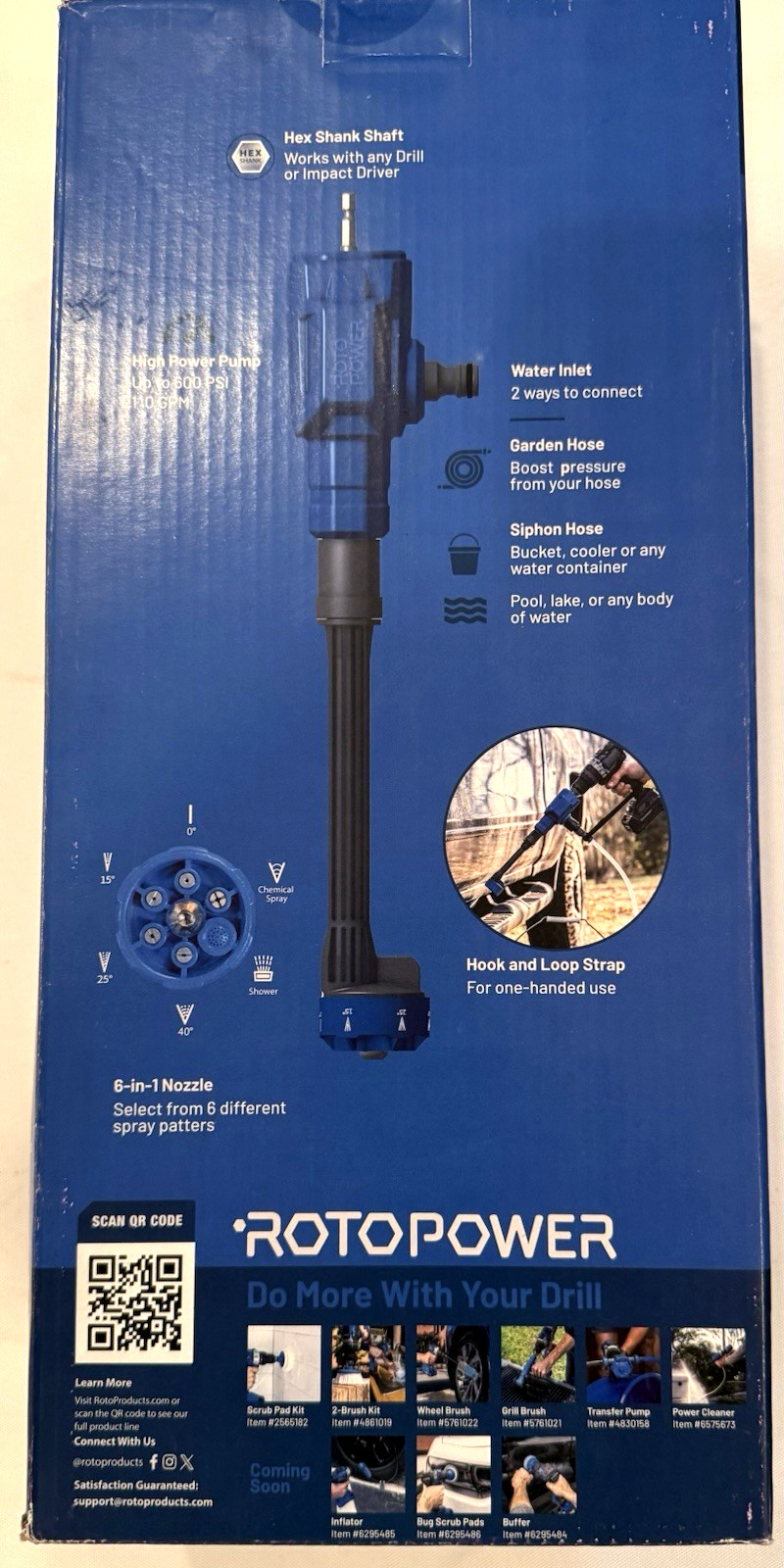 ROTOPOWER Power Cleaner Drill Attachment 600-PSI 1-GPM NEW IN THE BOX!