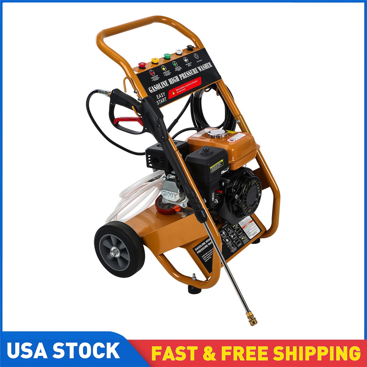 212cc Gas Pressure Washer 3950 PSI 2.6 GPM 4-Stroke Engine 3.6L Tank Orange