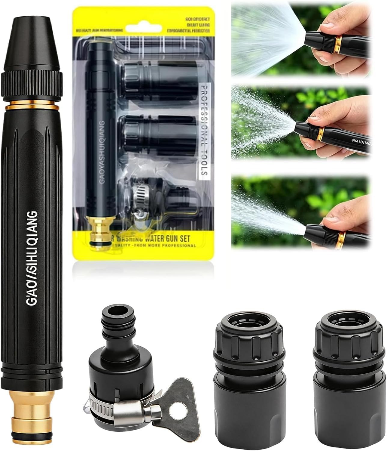 High Pressure Power Washer Nozzle with Connector Set,Direct Spray Gun,Power Jet