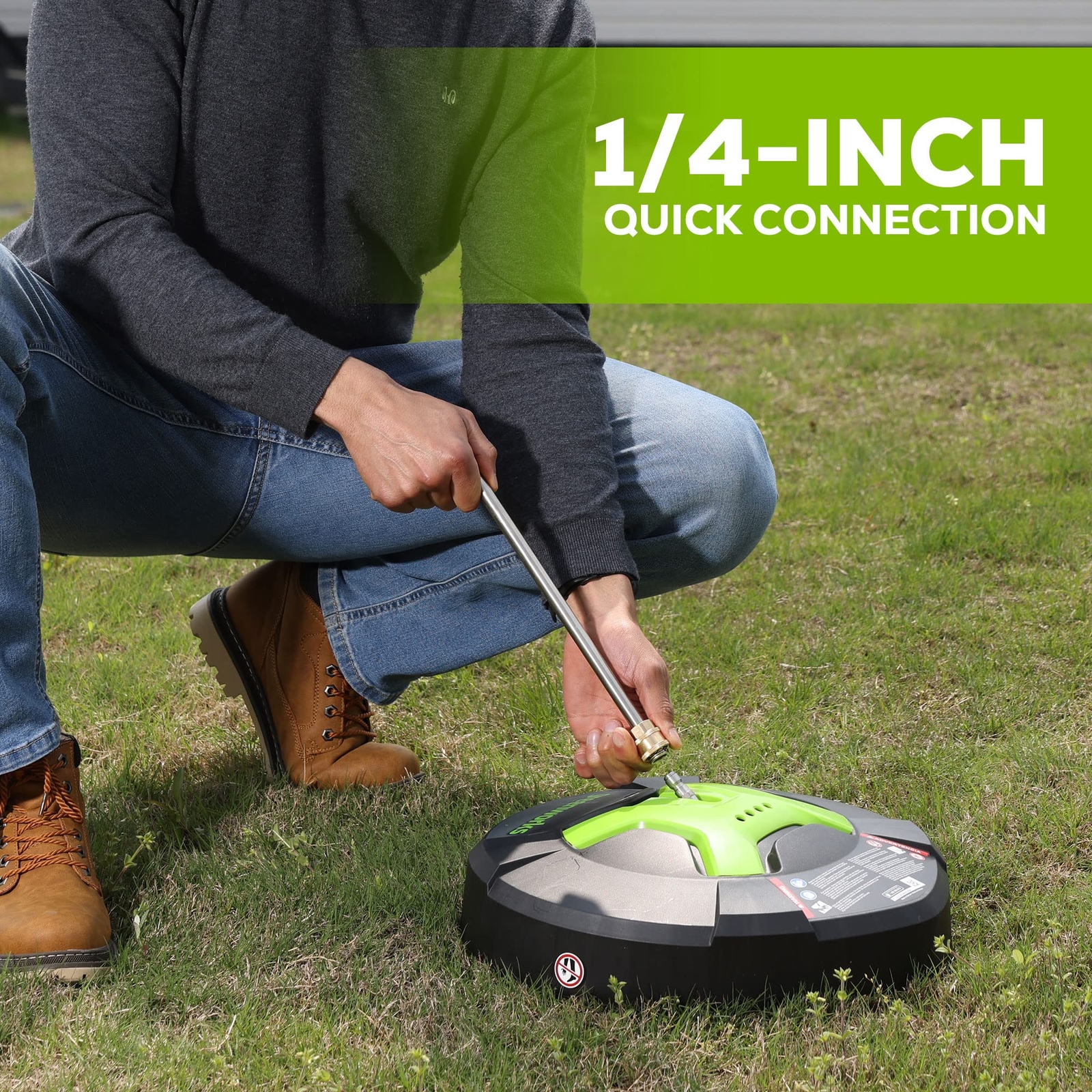 GreenWorks 5210902 15″ Extension Included Surface Cleaner Green