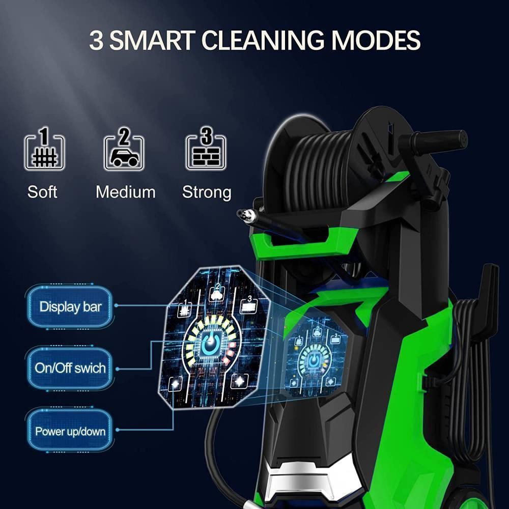 3800 PSI 2.8GPM Electric High Pressure Washer with 4 Nozzles and Hose Reel