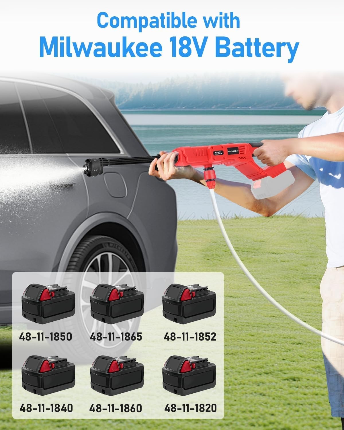 Cordless Pressure Washer for Milwaukee 18V Battery, 700 PSI Portable Handheld