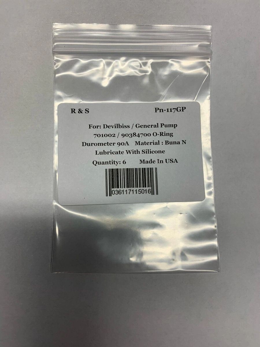 6 Devilbiss / General Pump 701002 / 90384700 O-Rings / R&S 117GP / Buna N Mat.