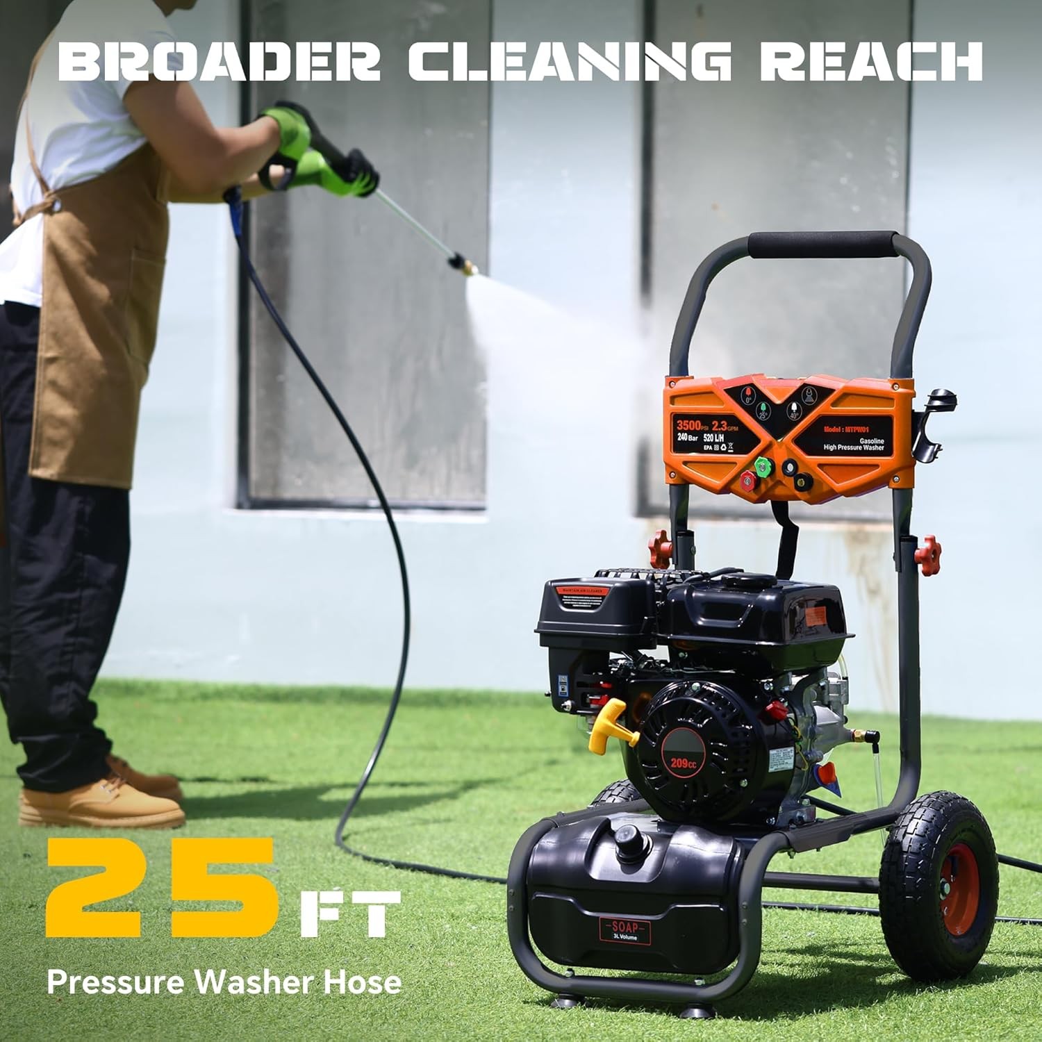 Gas High Pressure Washer Gas Powered Washer 3500 PSI 2.3 GPM 209cc 4 Nozzles