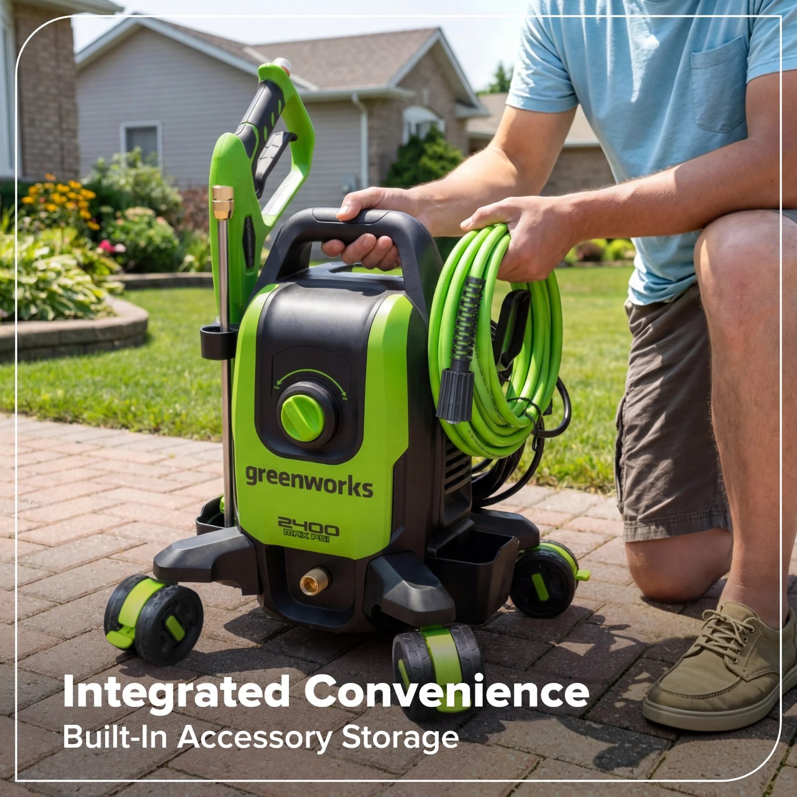 Greenworks 2400PSI Brushless 1.2GPM Four-Wheel Electric Pressure Washer