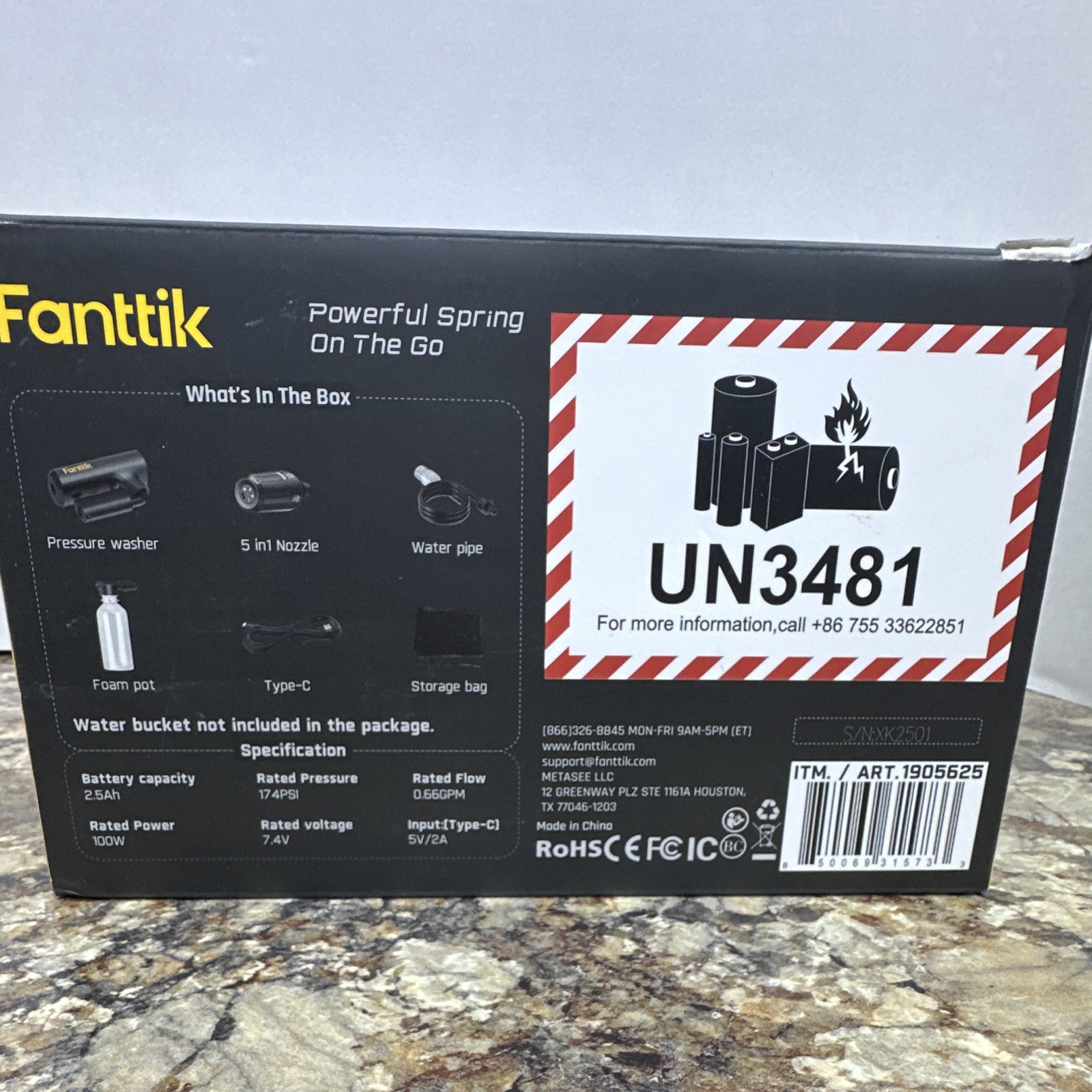 Fanttik K100 Flip Cordless Battery Pressure Washer 174 PSI 7.4V 100W Kit