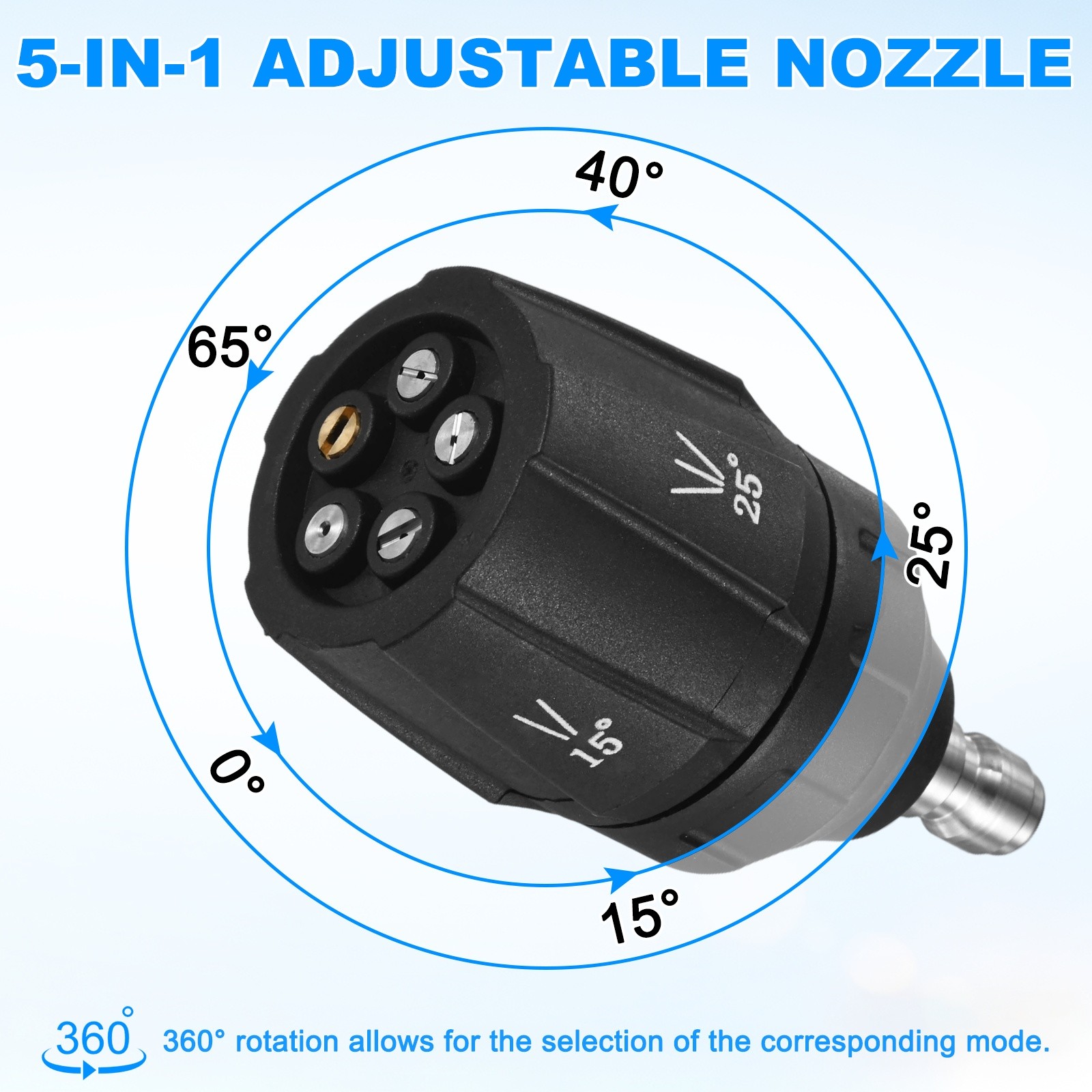 5-in-1 Adjustable Quick-change Pressure Washer Nozzle Tips, 2.5GPM