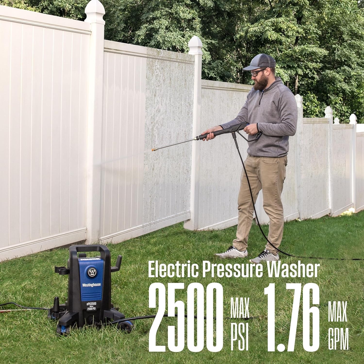 Westinghouse ePX3500 Electric Pressure Washer 2500 PSI MAX 1.76 GPM Anti-Tipping