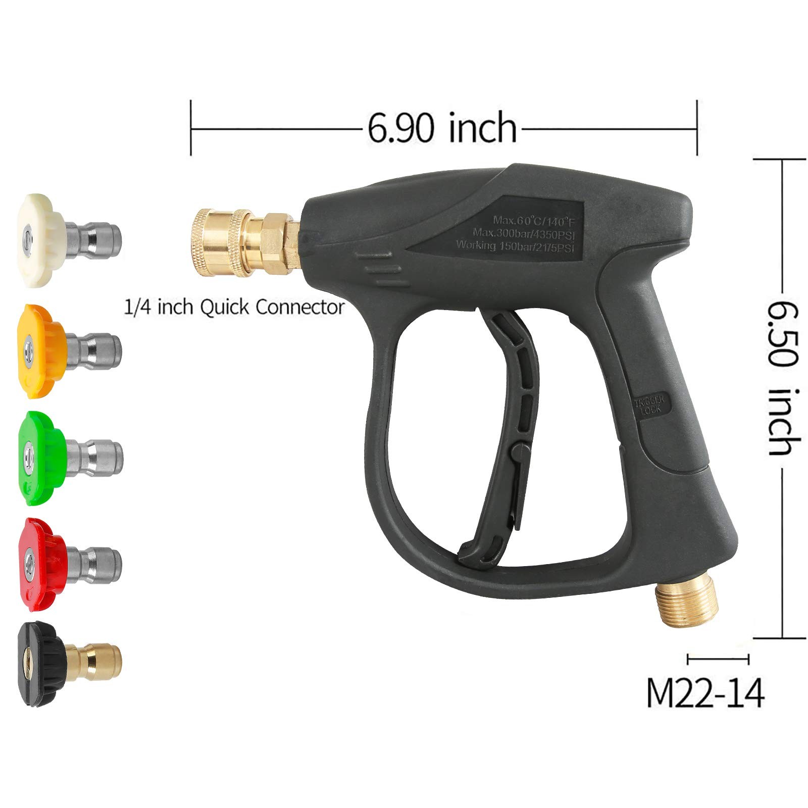 High Pressure Washer ,3000 PSI Max with 5 Color Quick Connect Nozzles M22-14 …