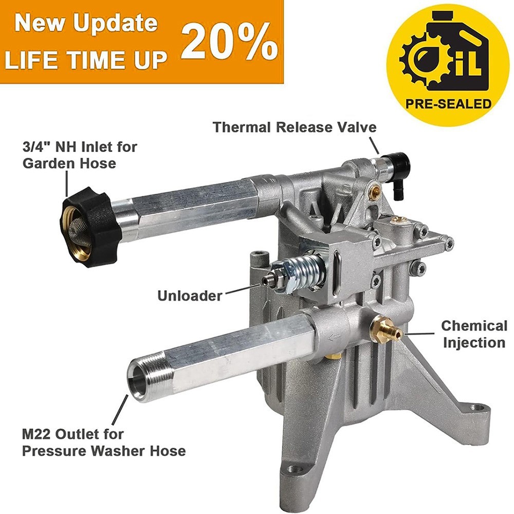 YAMATIC 7/8″ Shaft Vertical Pressure Washer Pump 2200-2500 PSI 2.2 GPM