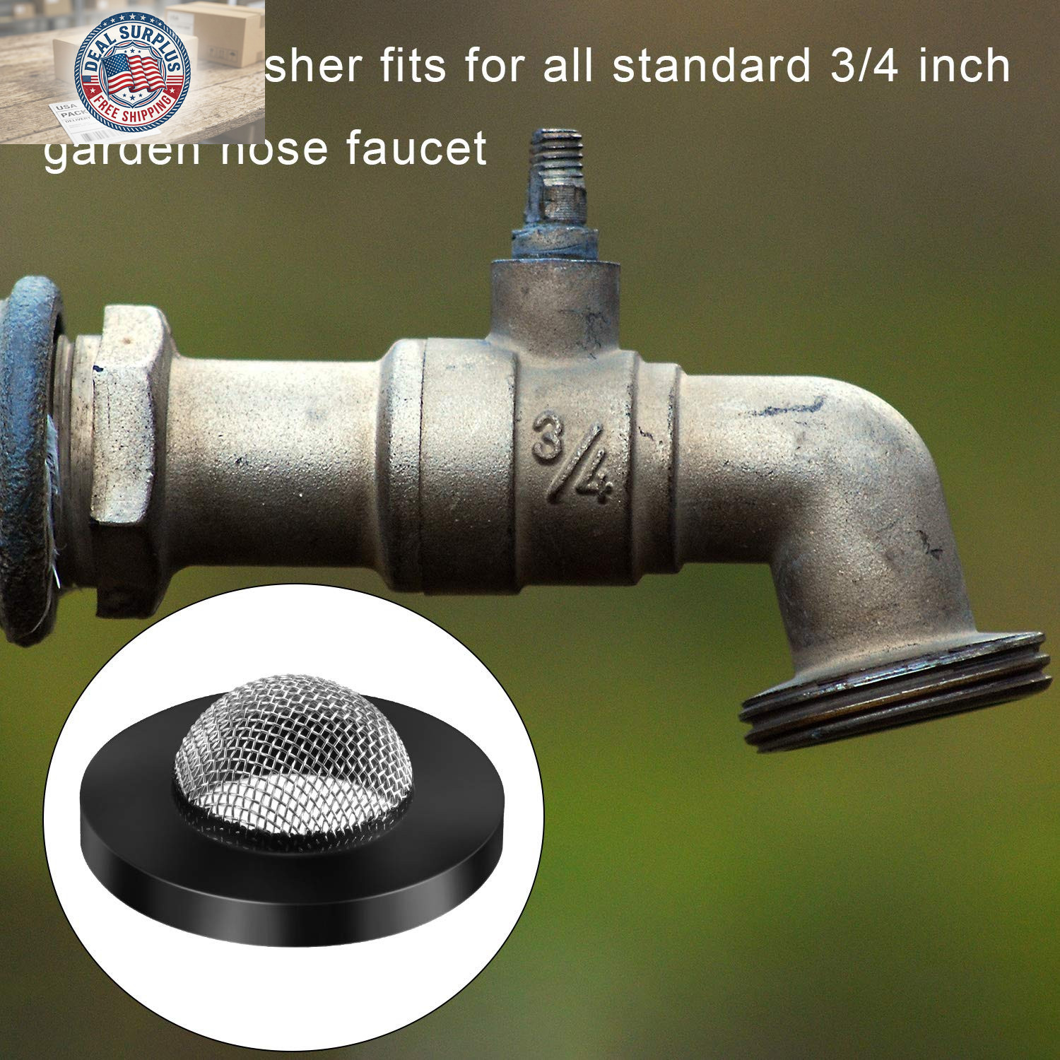 20 Pcs Hose Washer with Screen Filter Washers Stainless Steel & Black Rubber Fil