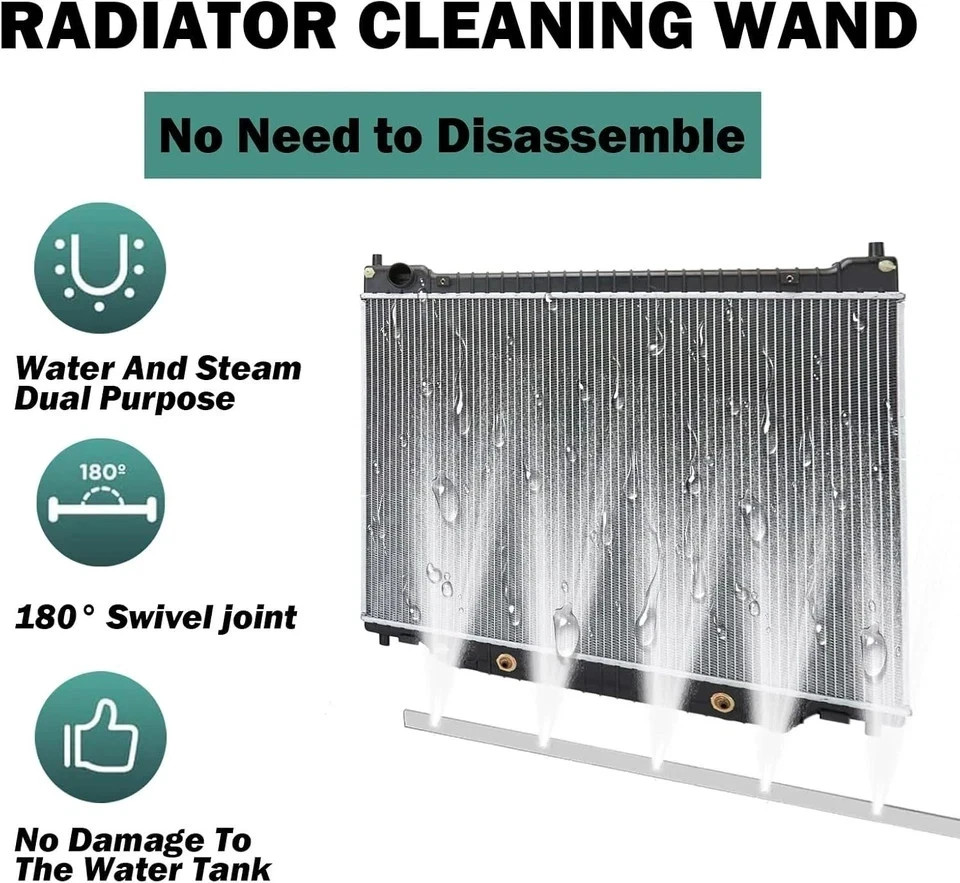 39″ Pro Radiator Cleaning Wand Kit–Radiator Cleaner Tool with 5 Spray Nozzles +
