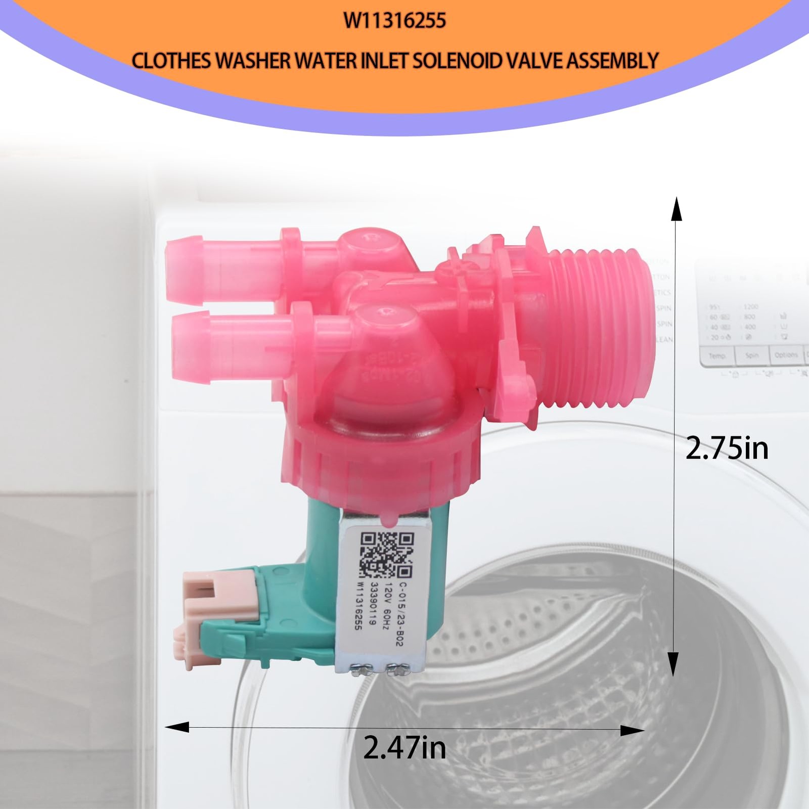 W11316255 Washer Water Inlet Valve Fit for Whirlpool Maytag Amana Washing