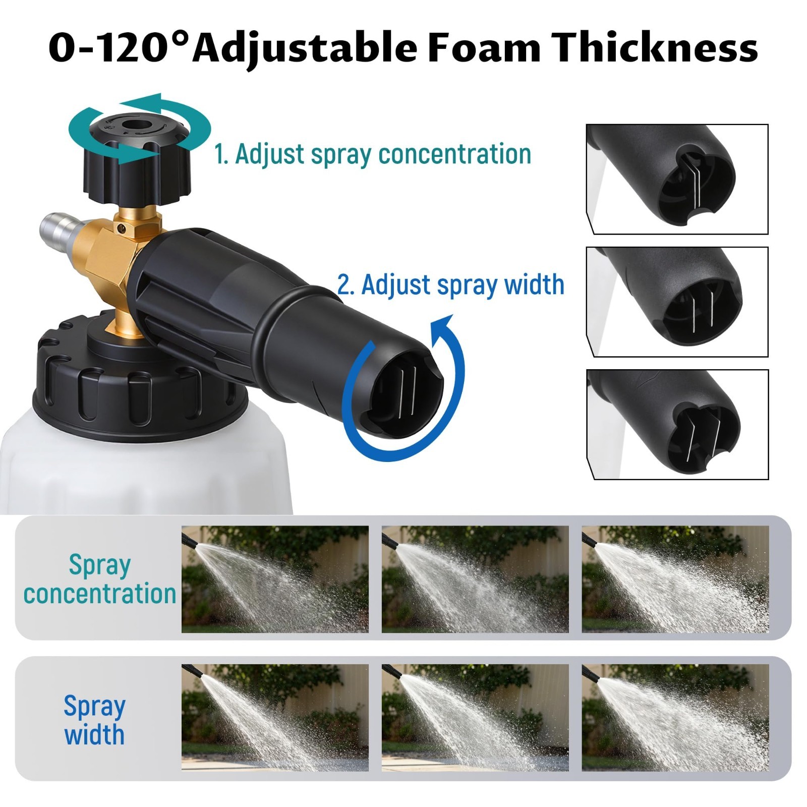 Foam Cannon for Pressure Washer – 1000ml Snow Foam Lance, Adjustable Spray, 1/4″