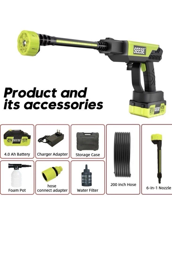 SEESE 21V Pressure Washer, BRAND NEW, Use For Car, Garden, Etc