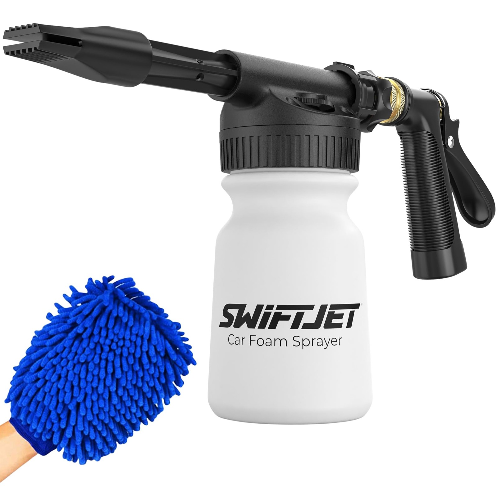 Car Wash Foam Gun + Microfiber Wash Mitt – Works with Any Soap – Garden Hose …