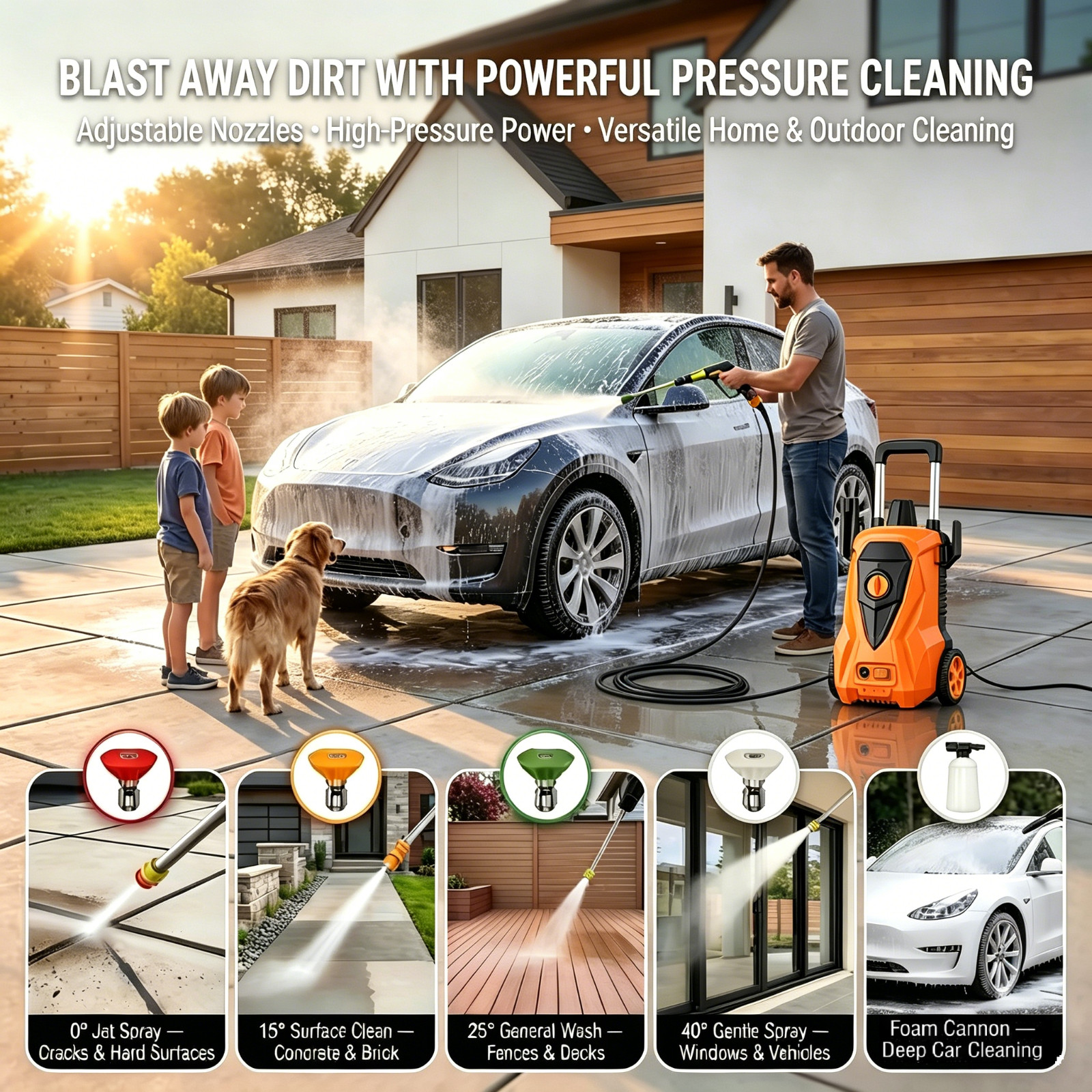 4800 PSI 3.2 GPM Portable Electric Power Washer, Home & Outdoor Pressure Washer