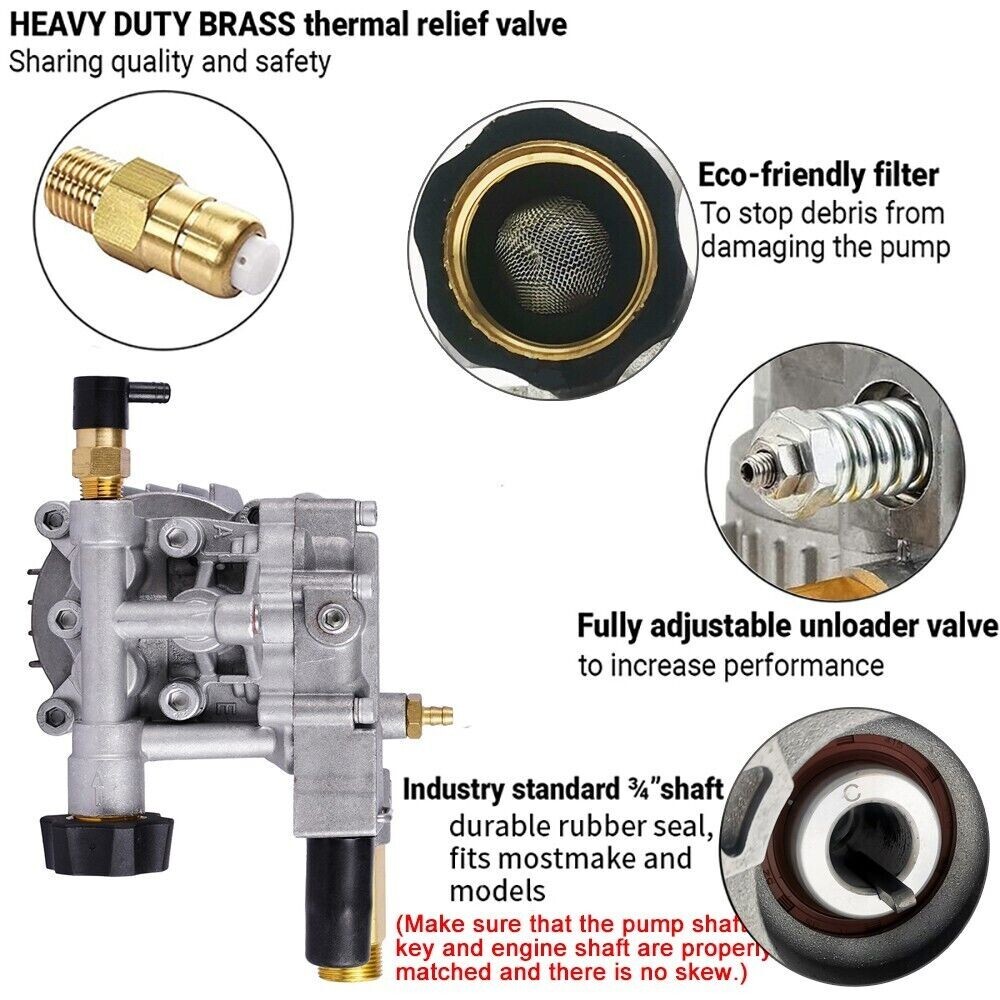 3000 PSI Power Pressure Washer Pump for 3/4″ Shaft Horizontal Washer Pump