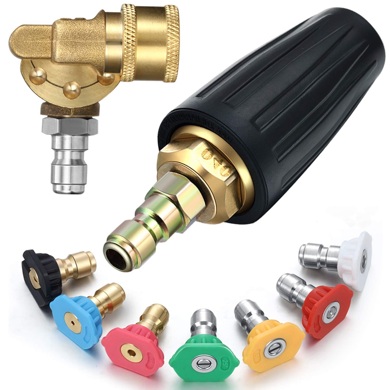 Mudder 4000 Psi Turbo Nozzle Pressure Washer Tips with 1/4 Quick Connector 45…