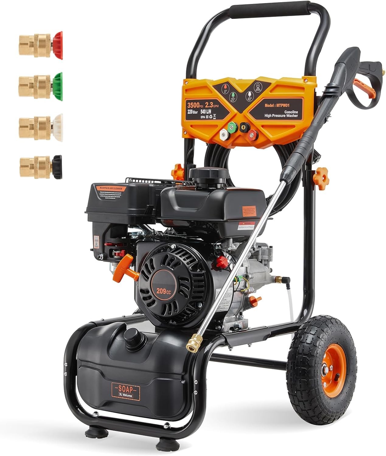 Gas Pressure Washer 2.3GPM 3500PSI Gas Powered Pressure Washer Garden Home Use