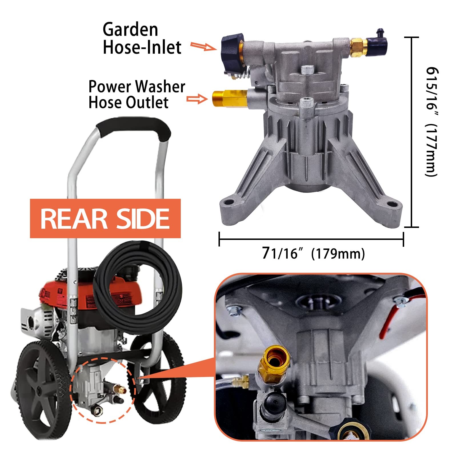 7/8” Shaft Vertical Pressure Washer Pump Replacement 24002800PSI