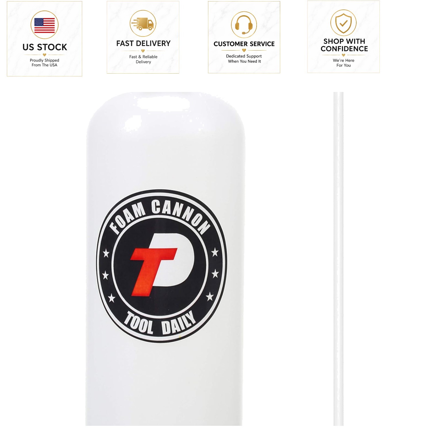 1L Foam Cannon Replacement Bottle with Straw – Ideal for Car Wash & Detailing