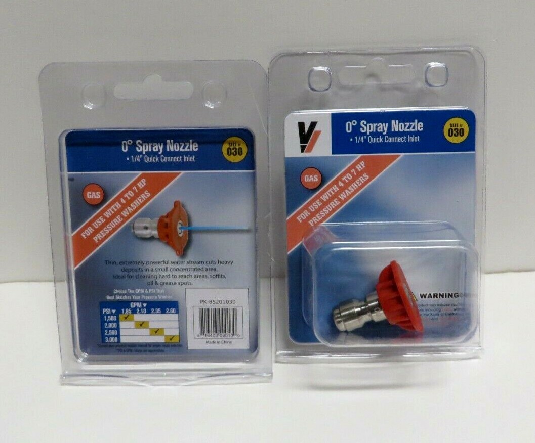 Valley Industries 1/4″ Quick Connect Spray Tip Nozzle 0 Degree Size 030 (2 pk)